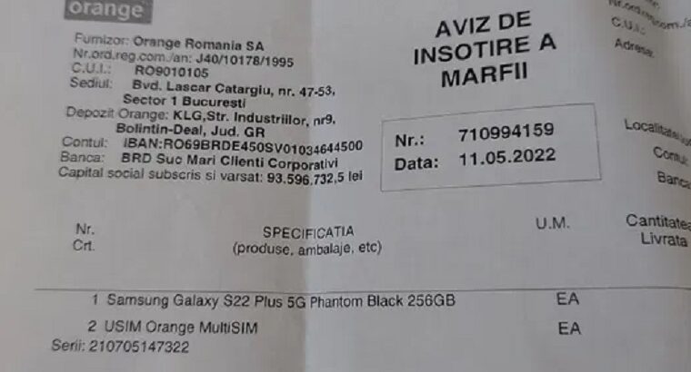 Alba Iulia – Vând Samsung S22+ (plus), 256 gb, Black, NOU. factură și garanție 4 500 lei