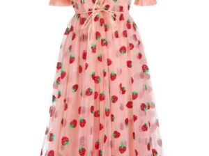 Alba- Vând rochie de vara cu paiete Maxi Strawberry/ Marime S si M 350 lei