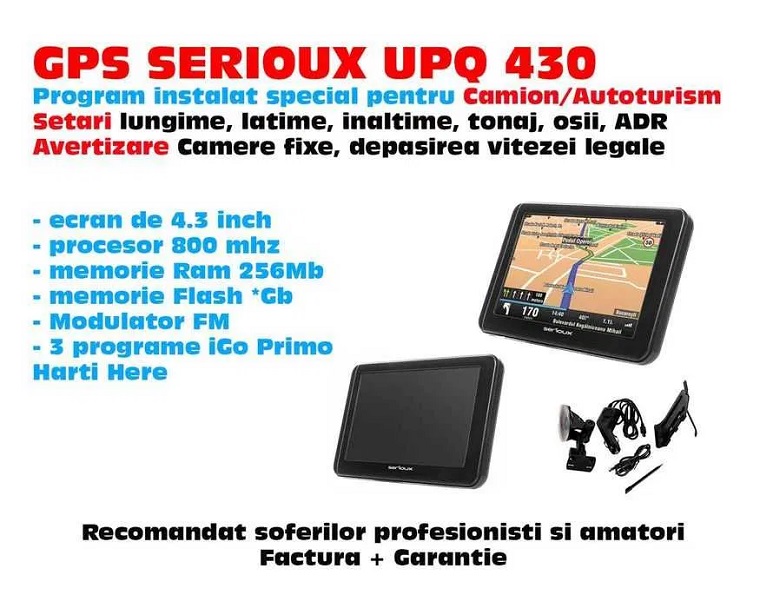 Bistrița- Vând GPS Auto sau Camion TIR Serioux UPQ 430 | EUROPA actualizat la zi 250 lei
